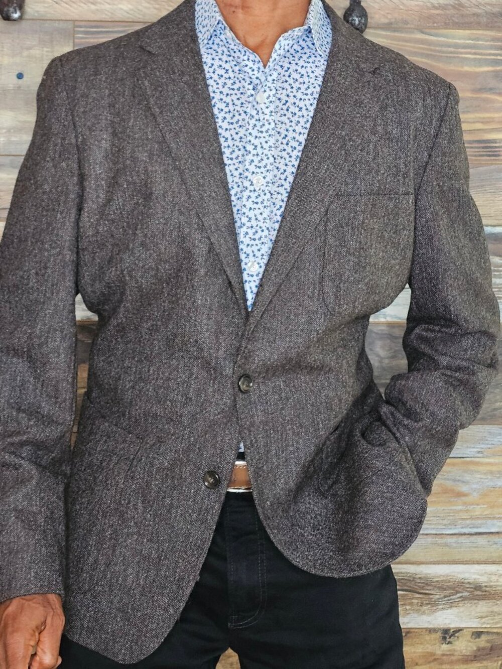 J. Crew Ludlow Moon Wool Tweed Woven in Great Britian Brown Blazer Jacket 44R